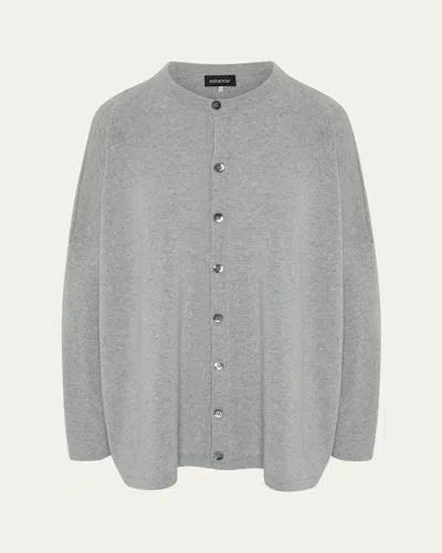 Eskandar Slim-sleeve Cashmere Cardigan (mid Plus Length) In Gray