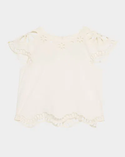 The Great . The Super Bloom Eyelet Top In White