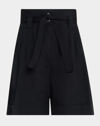 The Great Pleated Belted Trousers Shorts In Blue