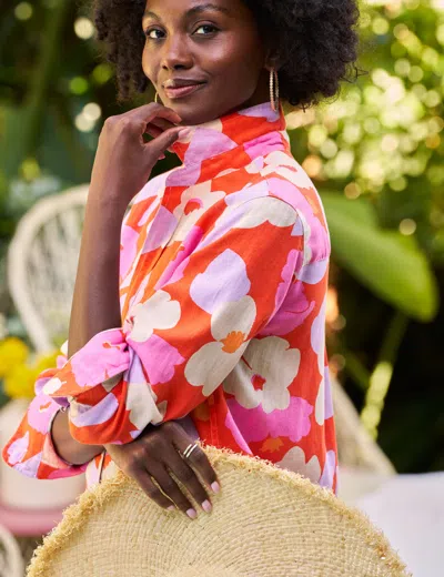 Frank & Eileen Long Sleeve Linen Midi Shirtdress In White