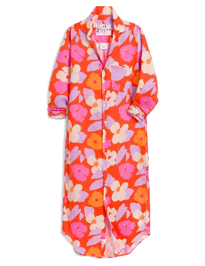 Frank & Eileen Long Sleeve Linen Midi Shirtdress In White