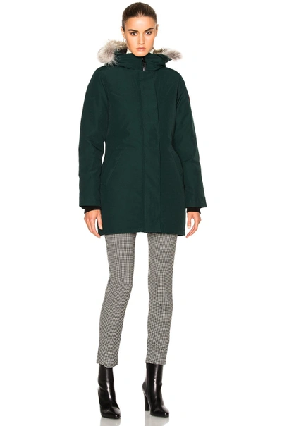 Shop Canada Goose Victoria Parka With Coyote Fur In Green. In Alonquin Green