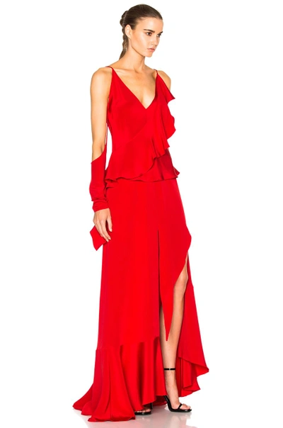 Shop Juan Carlos Obando Alessandra Jewelry Sleeve Top In Red