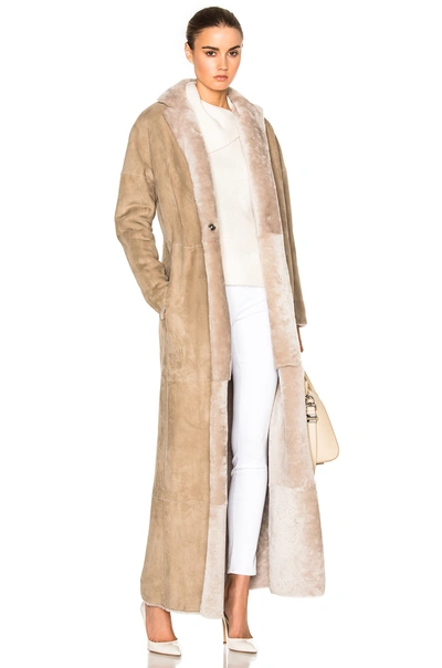 Kaufmanfranco Merino Shearling Coat In Neutrals. In Rye & Light Rye