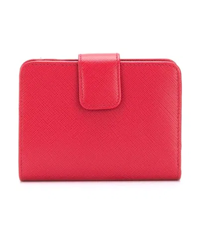 Prada Small Button Wallet In Red