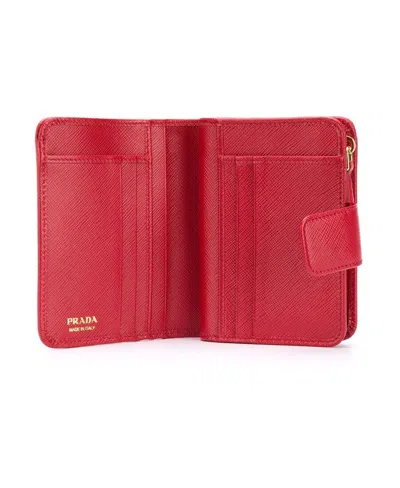 Prada Small Button Wallet In Red