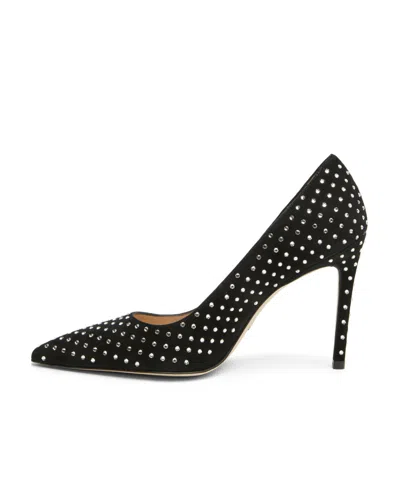 Stuart Weitzman Crystal-embellished Pointed-toe Pumps In Black