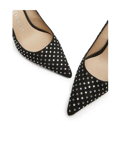 Stuart Weitzman Crystal-embellished Pointed-toe Pumps In Black