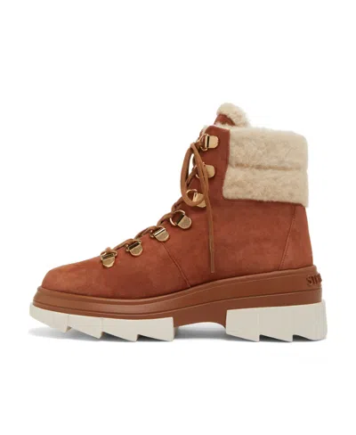 Stuart Weitzman Lacing Short Boots In Brown
