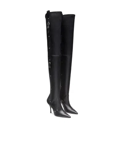 Stuart Weitzman Black Over-the-knee Boots With Buckle Detail In Smooth Leather Woman