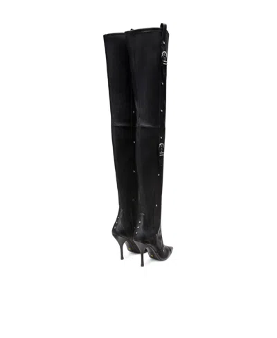 Stuart Weitzman Black Over-the-knee Boots With Buckle Detail In Smooth Leather Woman