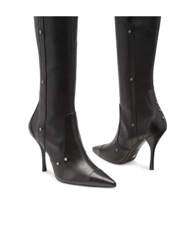Stuart Weitzman Black Over-the-knee Boots With Buckle Detail In Smooth Leather Woman