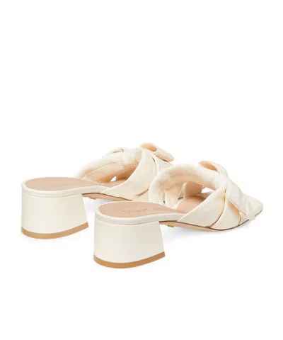 Stuart Weitzman Sofia Lambskin Bow Mule Sandals In White