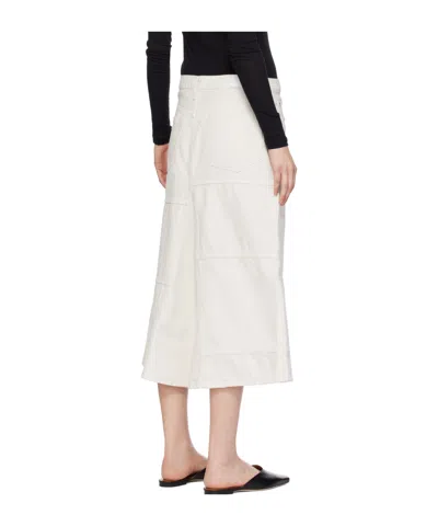 Re/done Seamed Denim Midi Skirt In White