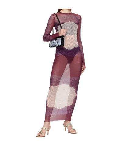 Jean Paul Gaultier Printed Pattern Dress In Burgundy