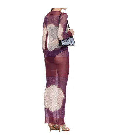 Jean Paul Gaultier Printed Pattern Dress In Burgundy