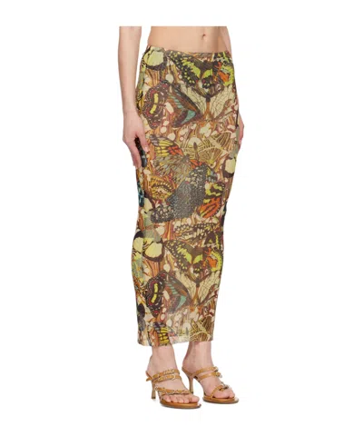 Jean Paul Gaultier Papillon Butterfly-print Mesh Maxi Skirt