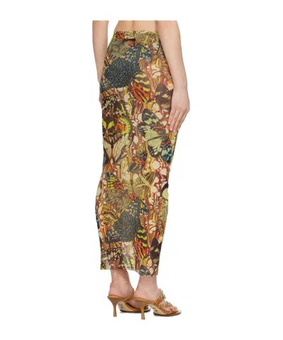 Jean Paul Gaultier Papillon Butterfly-print Mesh Maxi Skirt