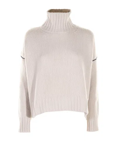 Woolrich Oversized Turtleneck Sweater In White