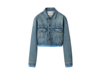 Pre-owned Miu Miu Women's  Cropped Jacket In Denim In Blue