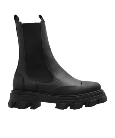 Ganni Black Leather Chelsea Boots In Black