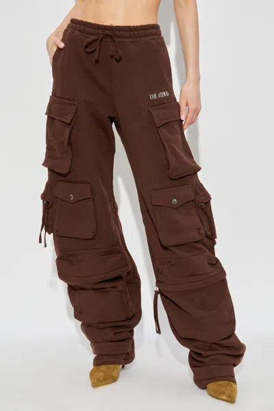 Attico Cotton Jersey Cargo Sweatpants In Brown