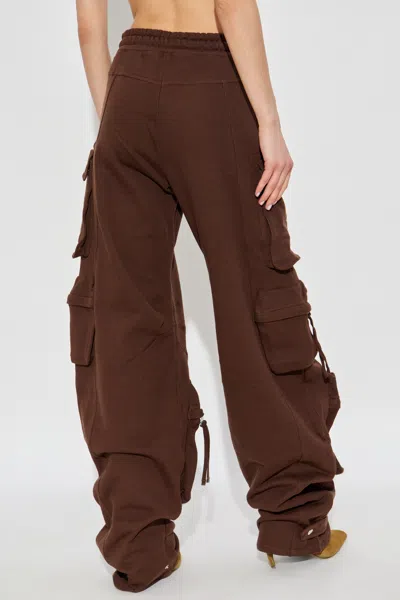 Attico Cotton Jersey Cargo Sweatpants In Brown