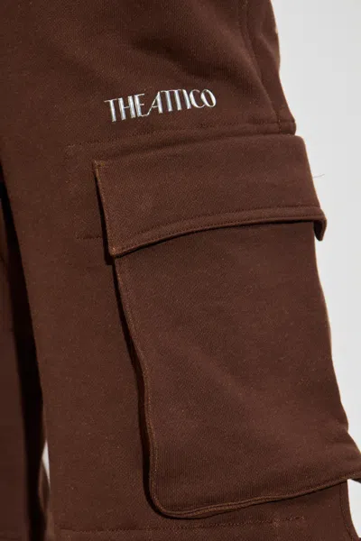 Attico Cotton Jersey Cargo Sweatpants In Brown