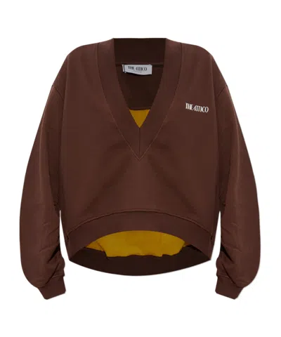 Attico Brown Cotton Sweatshirt With Logo