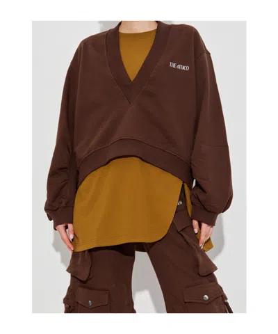 Attico Brown Cotton Sweatshirt With Logo