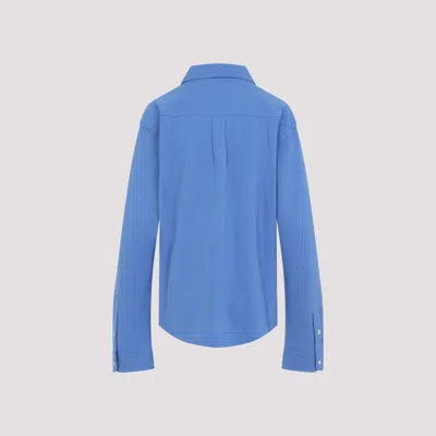 Miu Miu Button-detailed Cotton-poplin Shirt In Blue