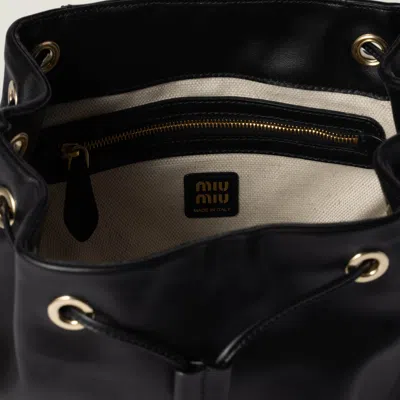 Miu Miu Leather Backpack With Front And Side Pockets