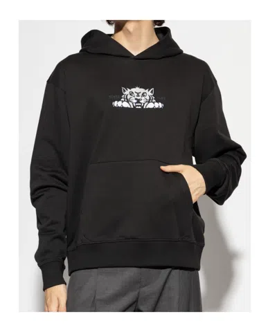 Kenzo Hooded Graphic Print Cotton T-shirt In Black