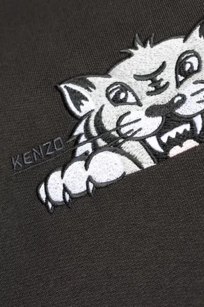 Kenzo Hooded Graphic Print Cotton T-shirt In Black