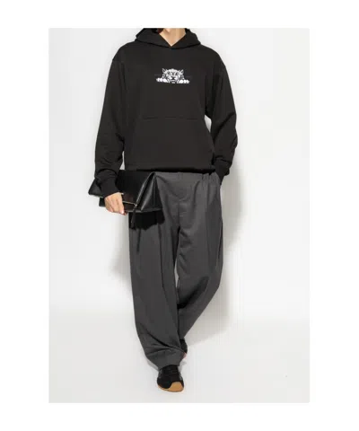 Kenzo Hooded Graphic Print Cotton T-shirt In Black