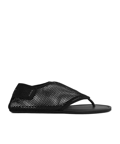 Alaïa Black Fishnet Fabric Thing Sandals In Black