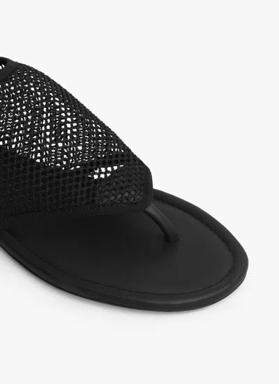 Alaïa Black Fishnet Fabric Thing Sandals In Black