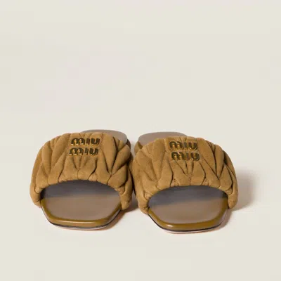 Miu Miu Matelassé Suede Slides