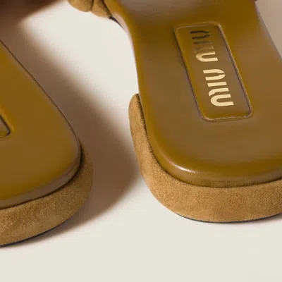 Miu Miu Matelassé Suede Slides