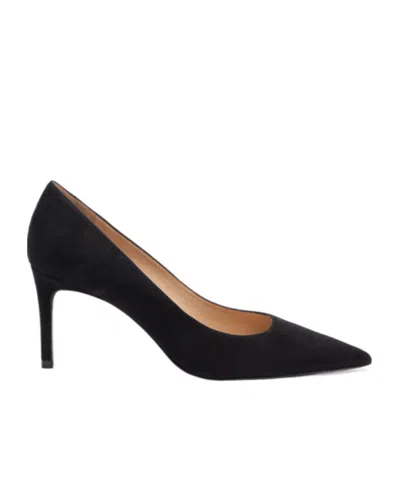 Stuart Weitzman Anny 70 Pointed-toe Suede Court Shoes In Black