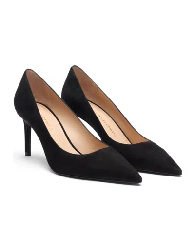 Stuart Weitzman Anny 70 Pointed-toe Suede Court Shoes In Black