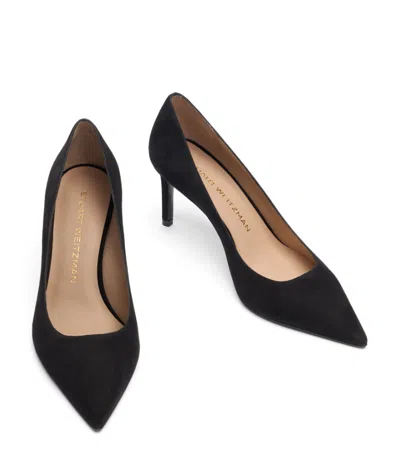 Stuart Weitzman Anny 70 Pointed-toe Suede Court Shoes In Black