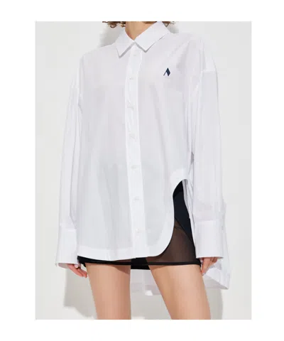 Attico Oversized Cotton Shirt Long Sleeves Collar In White