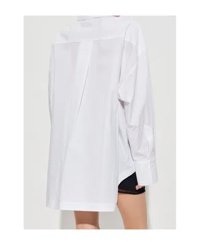 Attico Oversized Cotton Shirt Long Sleeves Collar In White