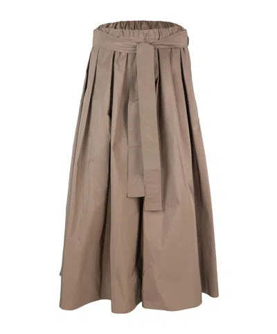 Weekend Max Mara Max Mara Weekend Taffeta Midi Skirt In Brown