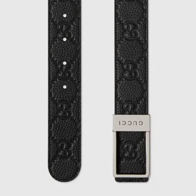 Gucci Reversible Belt With Rectangular Buckle In Black