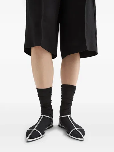 Jil Sander Metallic Leather Sandals Sky Grey In Silver