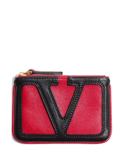 Valentino Logo Plaque Leather Cardholder