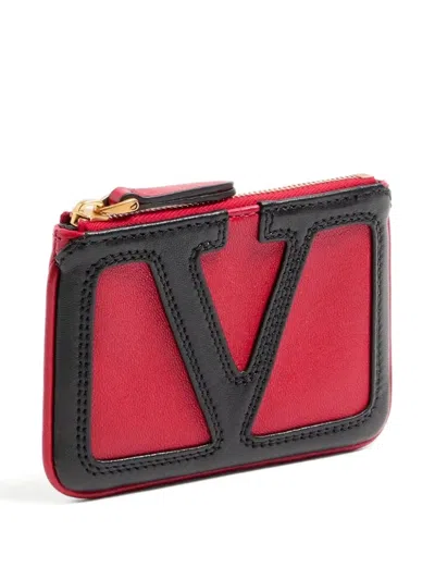 Valentino Logo Plaque Leather Cardholder