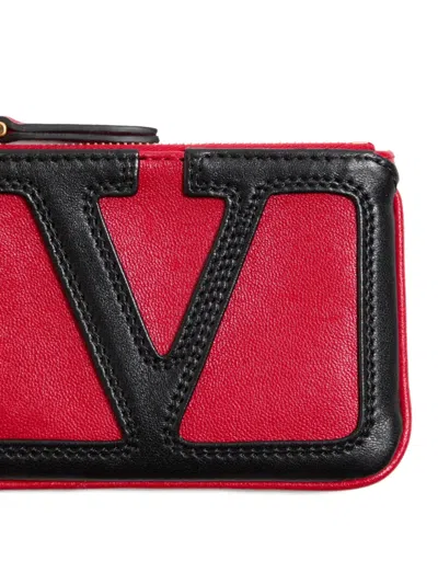 Valentino Logo Plaque Leather Cardholder